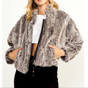 Olivaceous Fur Bomber Jacket